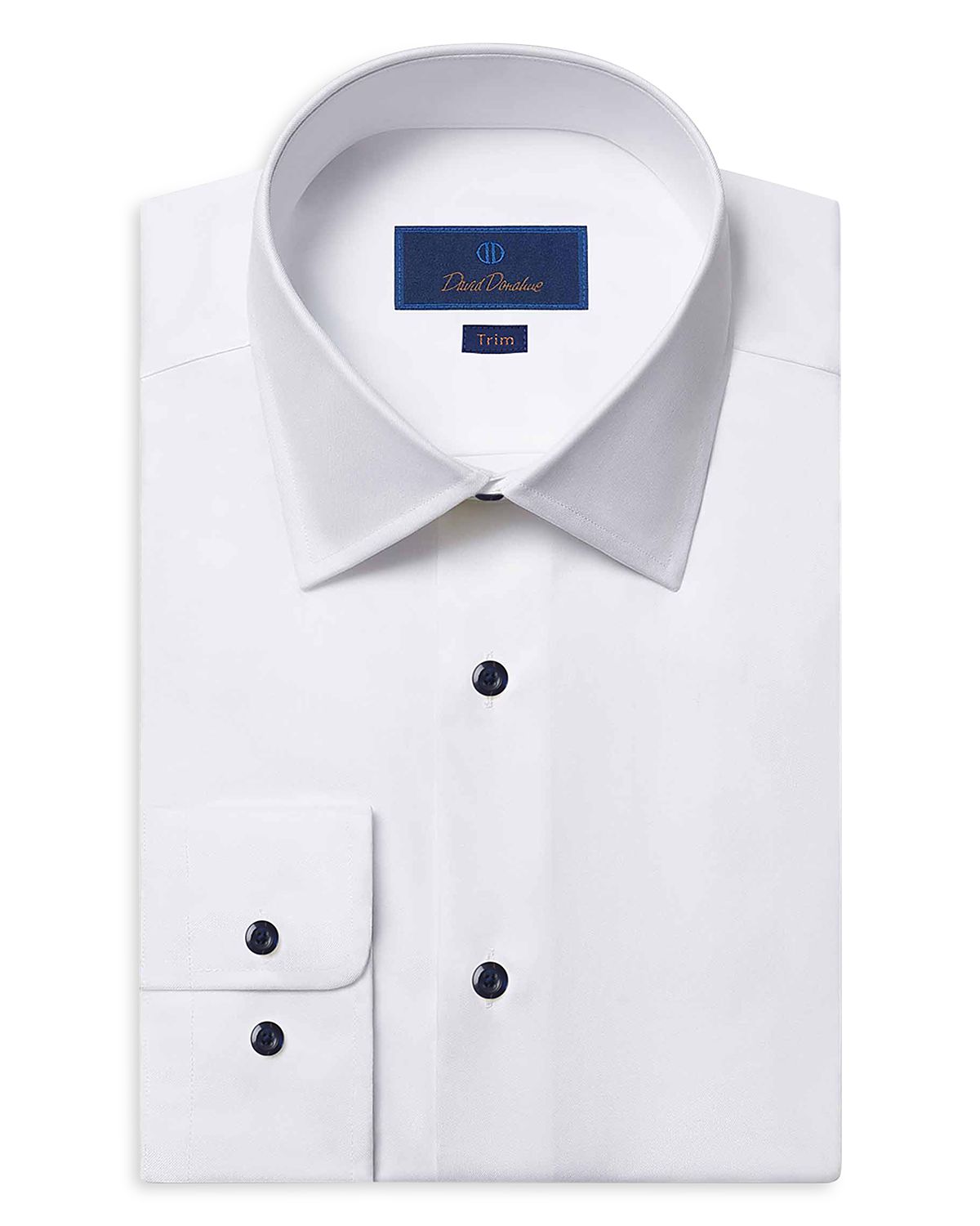 David Donahue Trim Fit Super Fine Twill Dress Shirt
