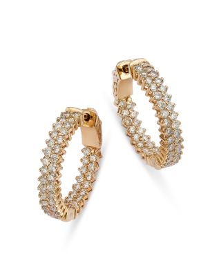 Bloomingdale's Fine Collection - Diamond Inside Out Hoop Earrings in 14K Yellow Gold, 1.80 tcw