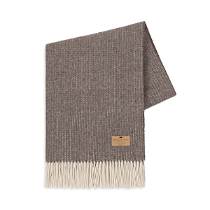 Shop Lands Downunder Pinstripe Lambswool Cashmere Throw In Brown