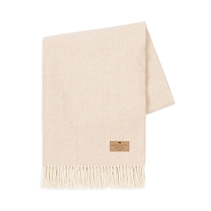 Shop Lands Downunder Pinstripe Lambswool Cashmere Throw In Ivory