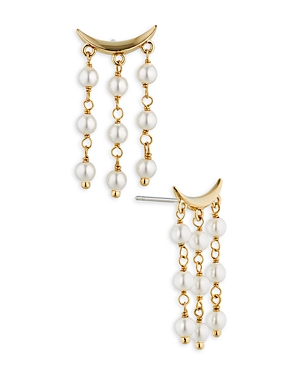 Nadri Dot Dot Dot Imitation Pearl Fringe Earrings in 18K Gold Plated