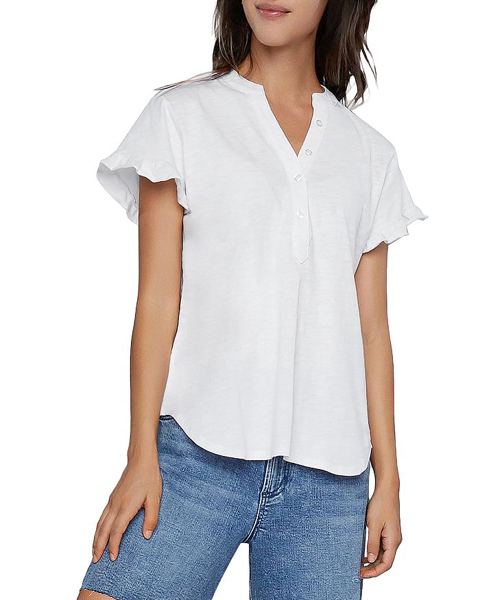 Billy T Cotton Ruffle Trim Henley Top | Bloomingdale's