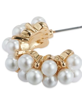 Imitation Pearl Cluster Hoop Earrings