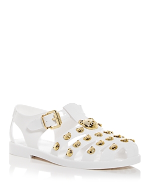 Shop Moschino Women's Teddy Bear Jelly Sandals In White