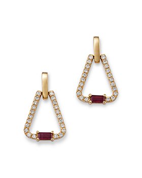 Bloomingdale's - Ruby & Diamond Triangle Drop Earrings in 14K Yellow Gold - 100% Exclusive