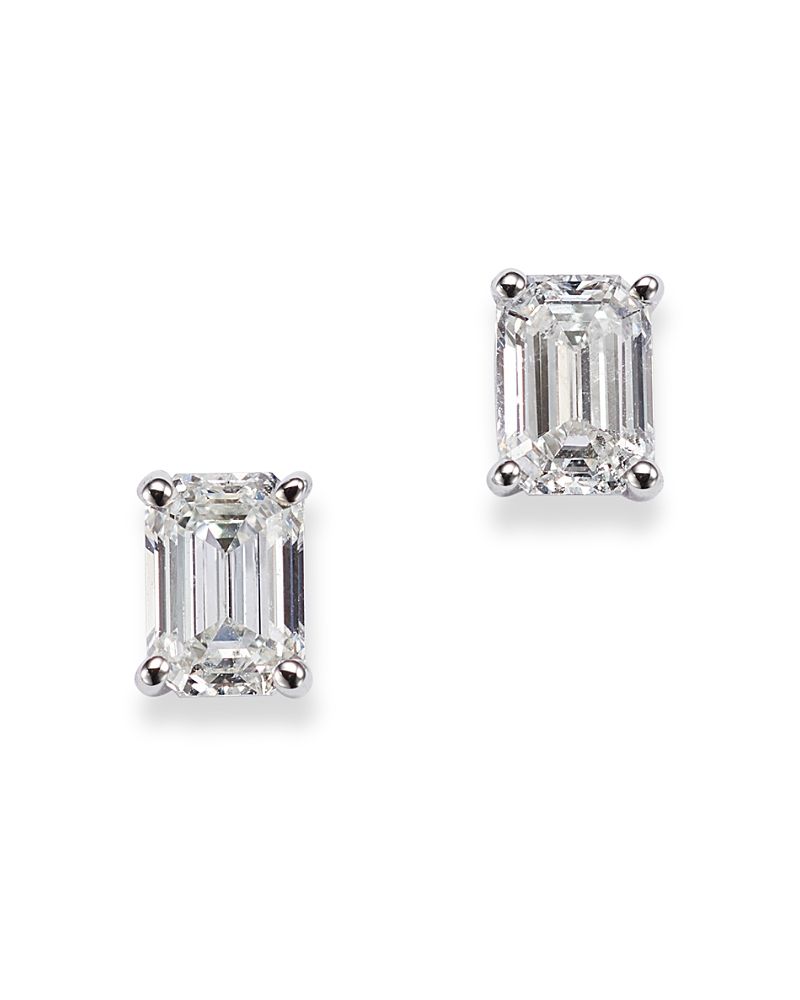 Bloomingdale's Fine Collection Diamond Emerald-Cut Stud Earrings in 14K White Gold, 0.50 tcw