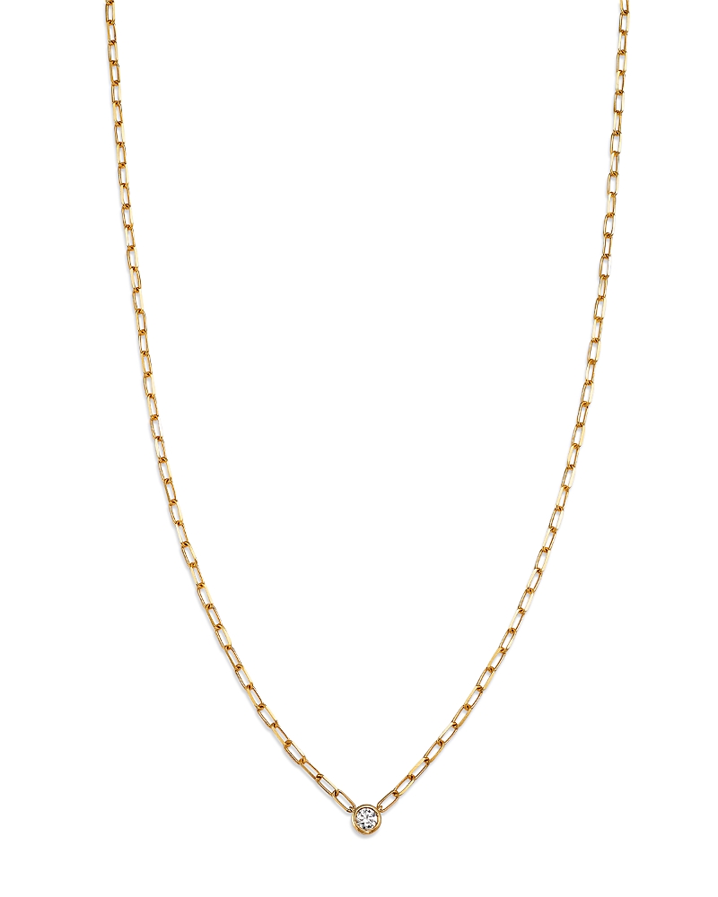 Bloomingdale's Fine Collection Diamond Solitaire Paperclip Necklace in 14K Yellow Gold, 0.15 tcw