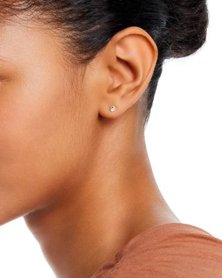 14K Yellow Gold Itty Bitty Symbols Black & White Diamond Yin Yang Single Stud Earring