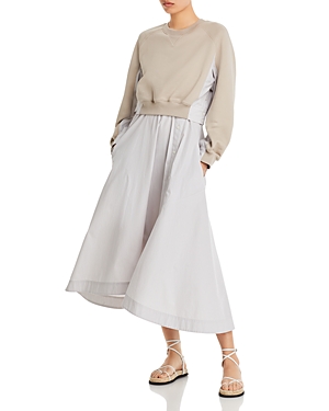 3.1 phillip lim sweatshirt poplin mixed media midi dress