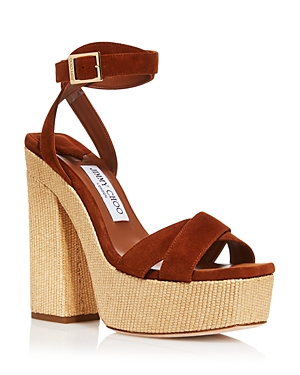 Jimmy Choo Woman Sandals Brown Size 8 Leather In Tan/natural