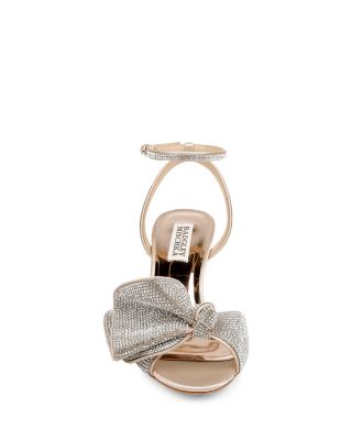 Women's Remi Almond Toe Rhinestone Ruffle Mid Heel Sandals