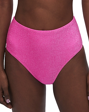 Good American Sparkle High Waisted Brief Bikini Bottom In Knockout Pink