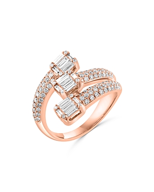 Bloomingdale's Diamond Round & Baguette Wrap Ring In 14k Rose Gold, 1.0 Ct. T.w. - 100% Exclusive