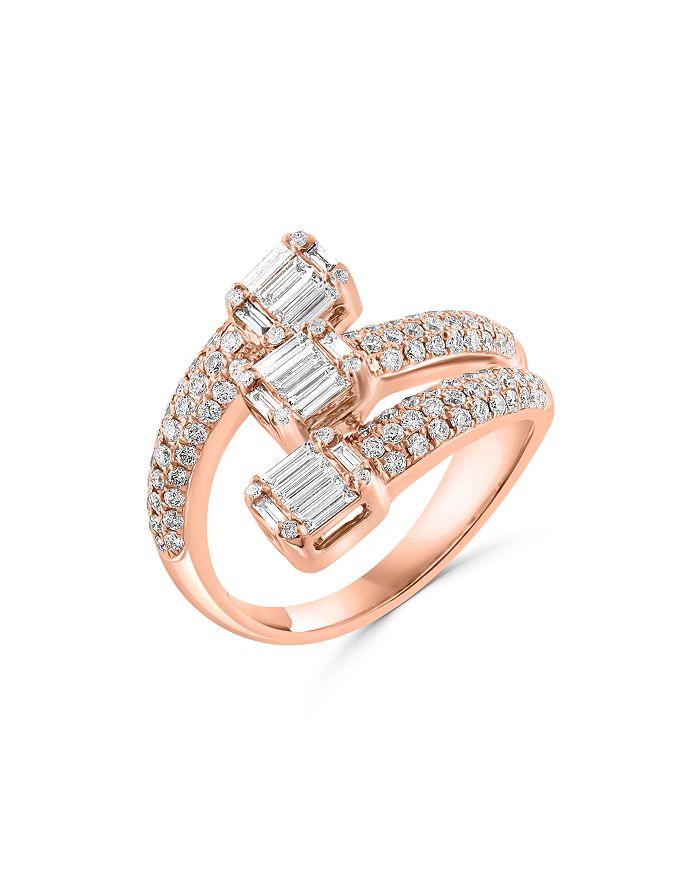 Rose gold store baguette diamond ring