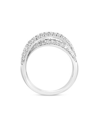 Diamond Crossover Ring in 14K White Gold, 1.70 tcw  
