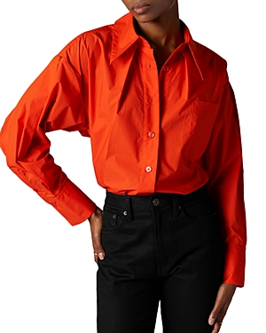 Equipment Sergine Pleat Sleeve Button-up Shirt In Fiery Red