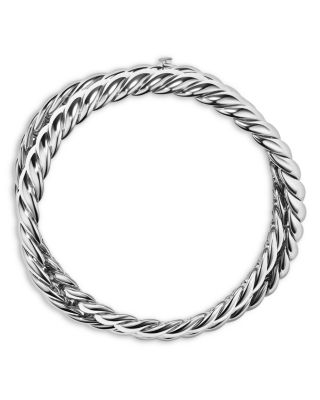 Sterling Silver Sculpted Cable Link Wrap Bracelet