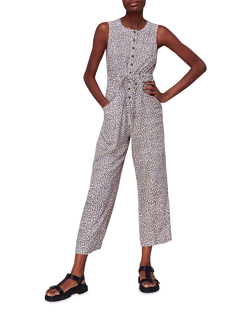 Whistles Womens Dashed Jess Leopard-print Woven Jumpsuit In Lilac/multi