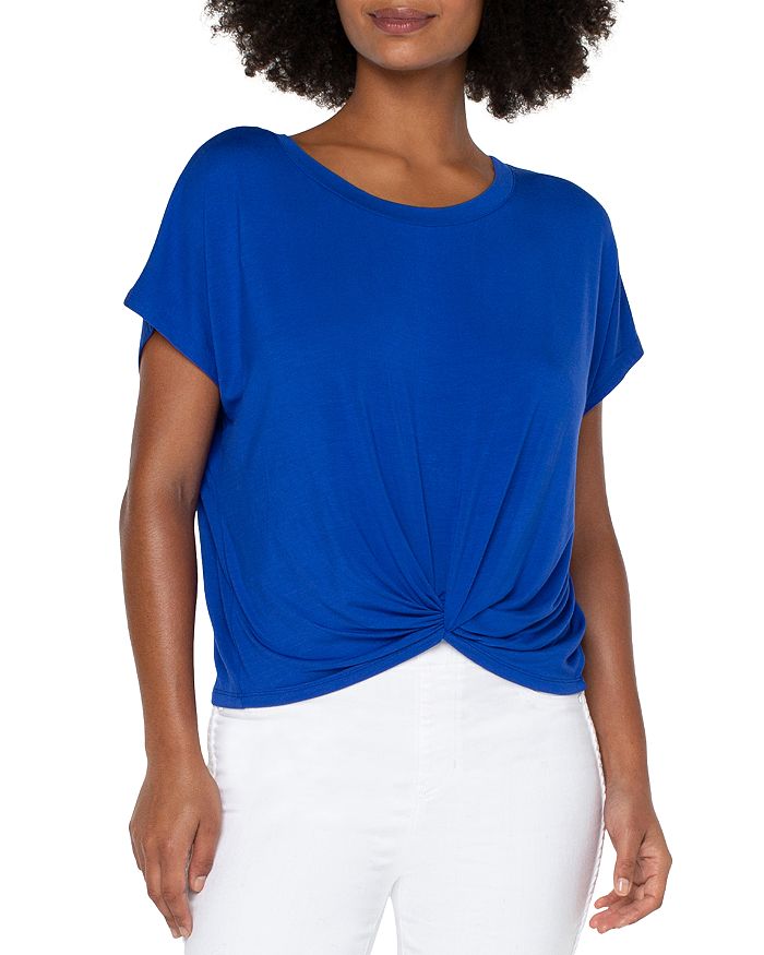 LIVERPOOL TWIST BACK SHORT SLEEVE KNIT TOP LM8716KG main image 1
