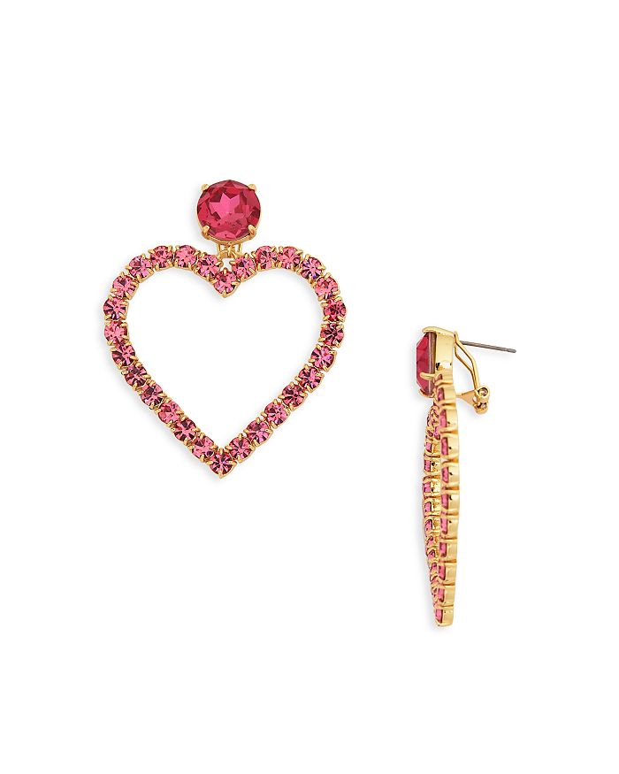 Barbie The Movie x Aqua Pink Crystal Open Heart Statement Earrings in 14K Gold Plated - 100% Exclusive - Pink