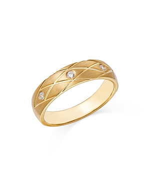 Bloomingdale's Men's Diamond Textured Band In 14k Yellow Gold, 0.12 Ct. T.w. - 100% Exclusive