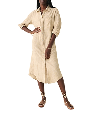 Faherty Laguna Linen Maxi Shirtdress In Golden Sun