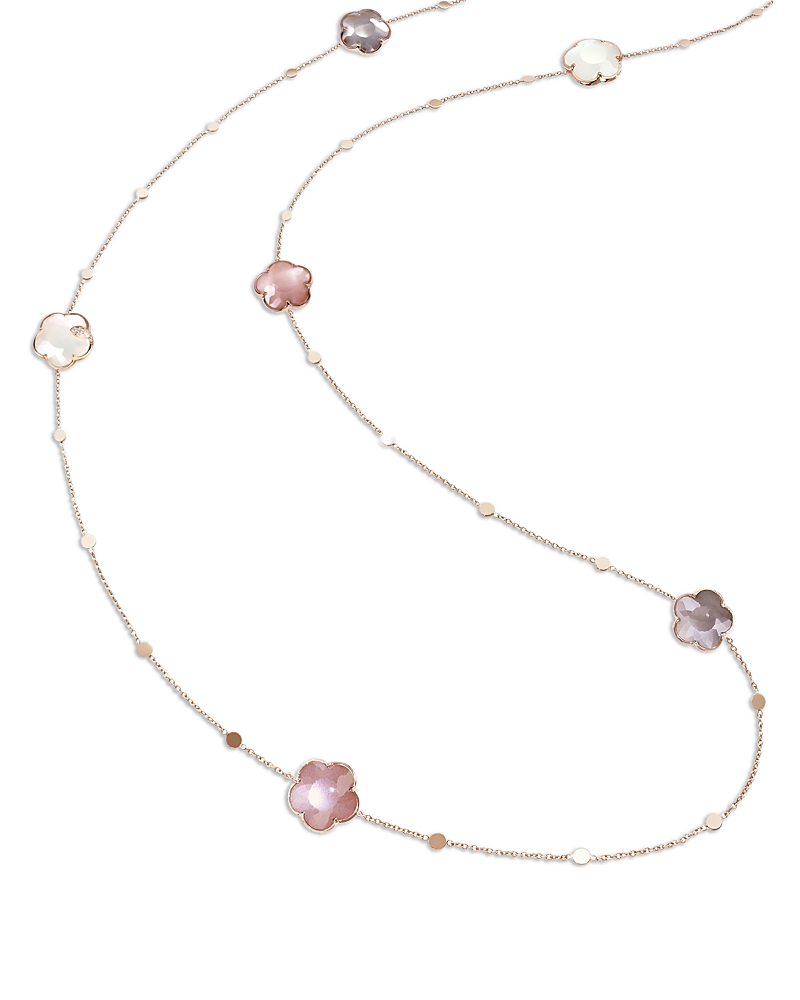 Pasquale Bruni 18k Rose Gold Bouquet Lunaire Multicolor Moonstone & Diamond Flower Polished Disc Statement Necklace In Rose Gold
