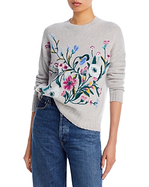 C by Bloomingdale's Cashmere Embroidered Floral Cashmere Sweater - 100% Exclusive