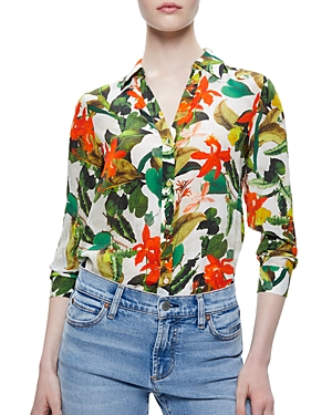 ALICE AND OLIVIA ALICE AND OLIVIA ELOISE SILK BUTTON DOWN BLOUSE