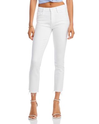 デニム・ジーパン Mother White Cotton The Mid Rise Dazzler Ankle Fray Jeans MOTHER Dazzler Mid Rise Ankle Skinny Jeans in Fairest Of