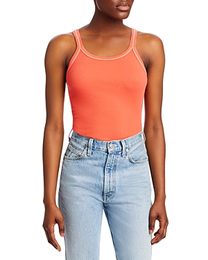 Re/done Ribbed Scoop-neck Tank Top In Scarlet