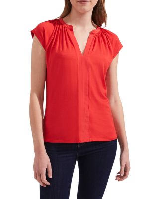 Hobbs London Sydney Split Neck Top In Flame Red | ModeSens