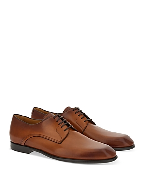 Shop Ferragamo Men's Fosco West Lace Up Leather Derby Shoes In New Vicuna