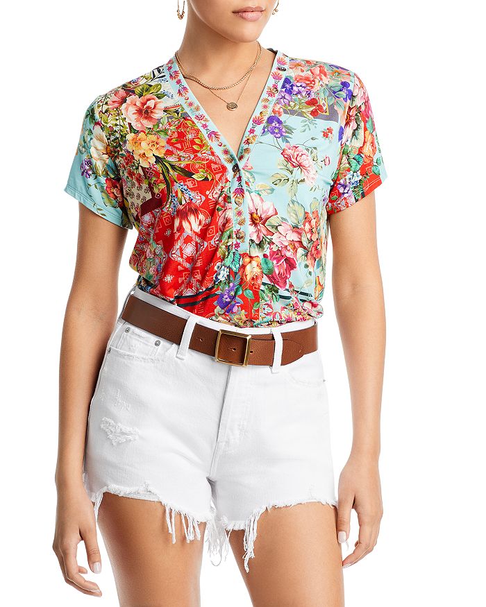 Johnny Was Otti Button Neck Tee | Bloomingdale's