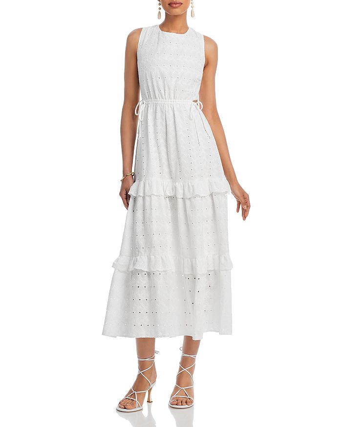 AQUA Cutout Eyelet Midi Dress 100 Exclusive Bloomingdale s