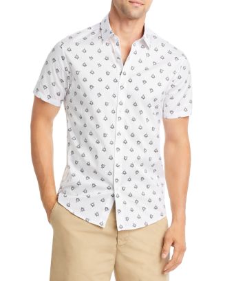 Michael Kors Cotton & Nylon Stretch Slim Fit Button Down Shirt |  Bloomingdale's