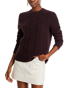 C By Bloomingdale's Cashmere Cable Knit Crewneck Cashmere Sweater - 100% Exclusive In Dark Brown