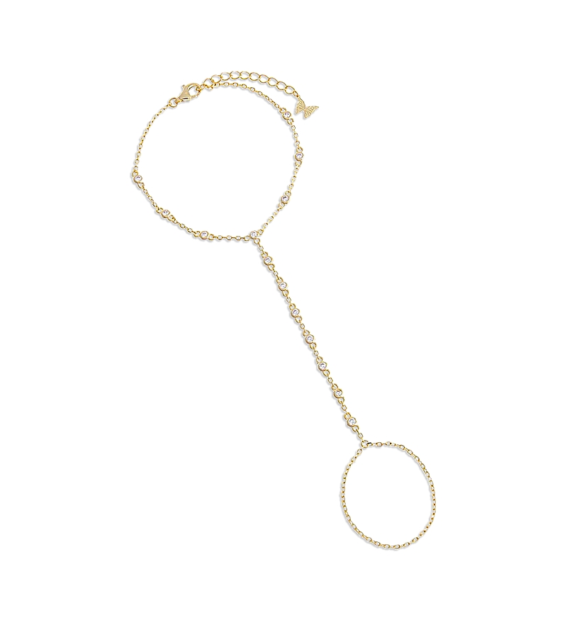 By Adina Eden Station Hand Chain Bracelet In 14k Gold Plated Sterling Silver In Gold