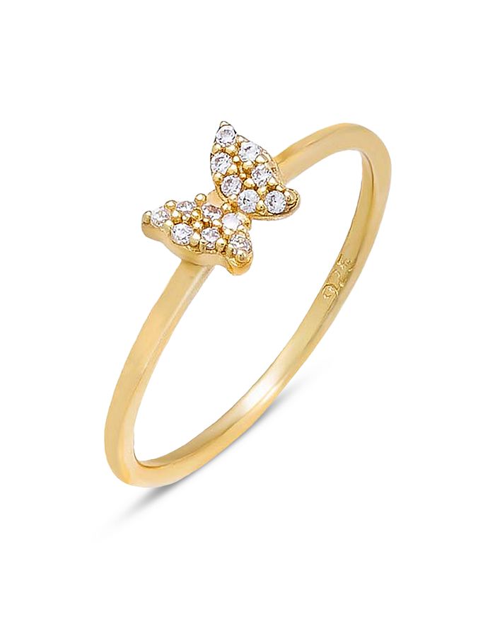 By Adina Eden Dainty Pavé Butterfly Ring in 14K Gold Plated Sterling ...