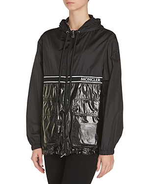 Shop Moncler Komoe Hooded Mixed Media Jacket In Black