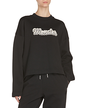 Shop Moncler Crewneck Logo Sweatshirt In Black