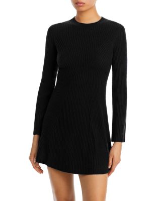 100% Cashmere Contour Ribbed Mini Dress - Exclusive