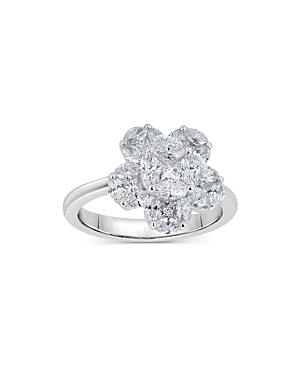 18K White Gold Mosaic Diamond Floral Ring