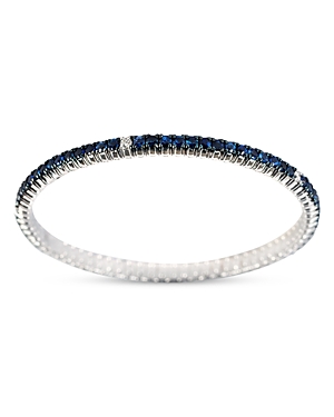 Zydo 18k White Gold Stretch Sapphire & Diamond Row Bracelet In Blue/white