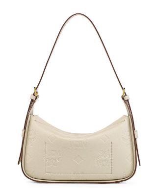 Aren Embossed Logo Monogram Leather Hobo