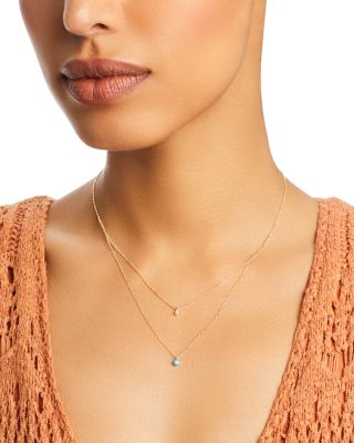 14K Gold Diamond & Turquoise Layered Pendant Necklace, 16"-18"