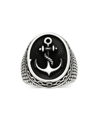 Milanesi And Co - Sterling Silver Oxidized Anchor Signet Ring