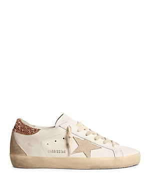 Shop Golden Goose Women's Super-star Low Top Sneakers In White/seed Pearl/peach