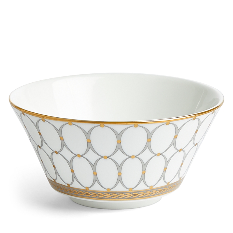 Wedgwood Renaiss Gold Gilded Graphic-pattern Bone-china Rice Bowl 11cm In Multi