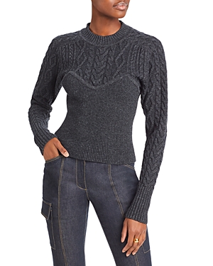 Shop Lvir Mixed Knit Pullover Sweater In Charcoal